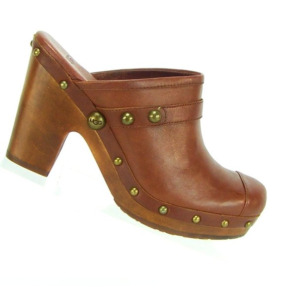 brown platform clogs